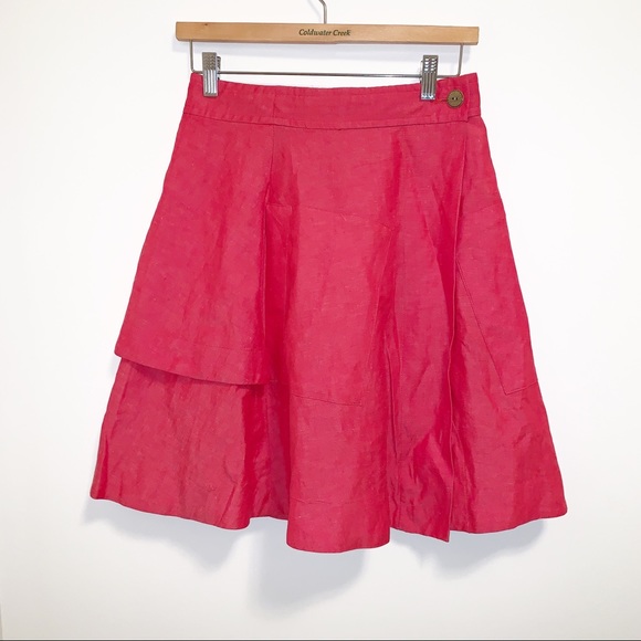 Anthropologie Dresses & Skirts - Anthropologie Postmark Red/Coral Vast Wrap Skirt-2